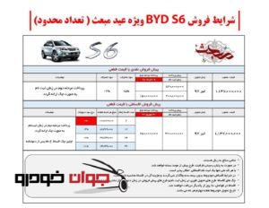 فروش نقدی و اقساطی BYD S6 (ویژه عید مبعث)